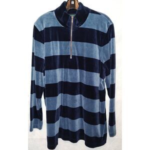 LAUREN RALPH LAUREN Velour feel and look Size 1X. Horizontal striped blues.